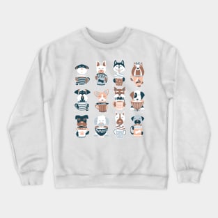 Doggie Coffee and Tea Time 2 // white background Crewneck Sweatshirt